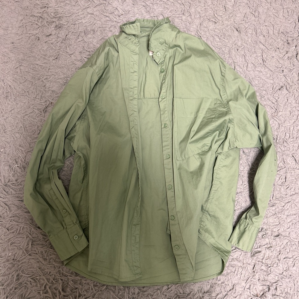 Target Green Button Up Long-Sleeve